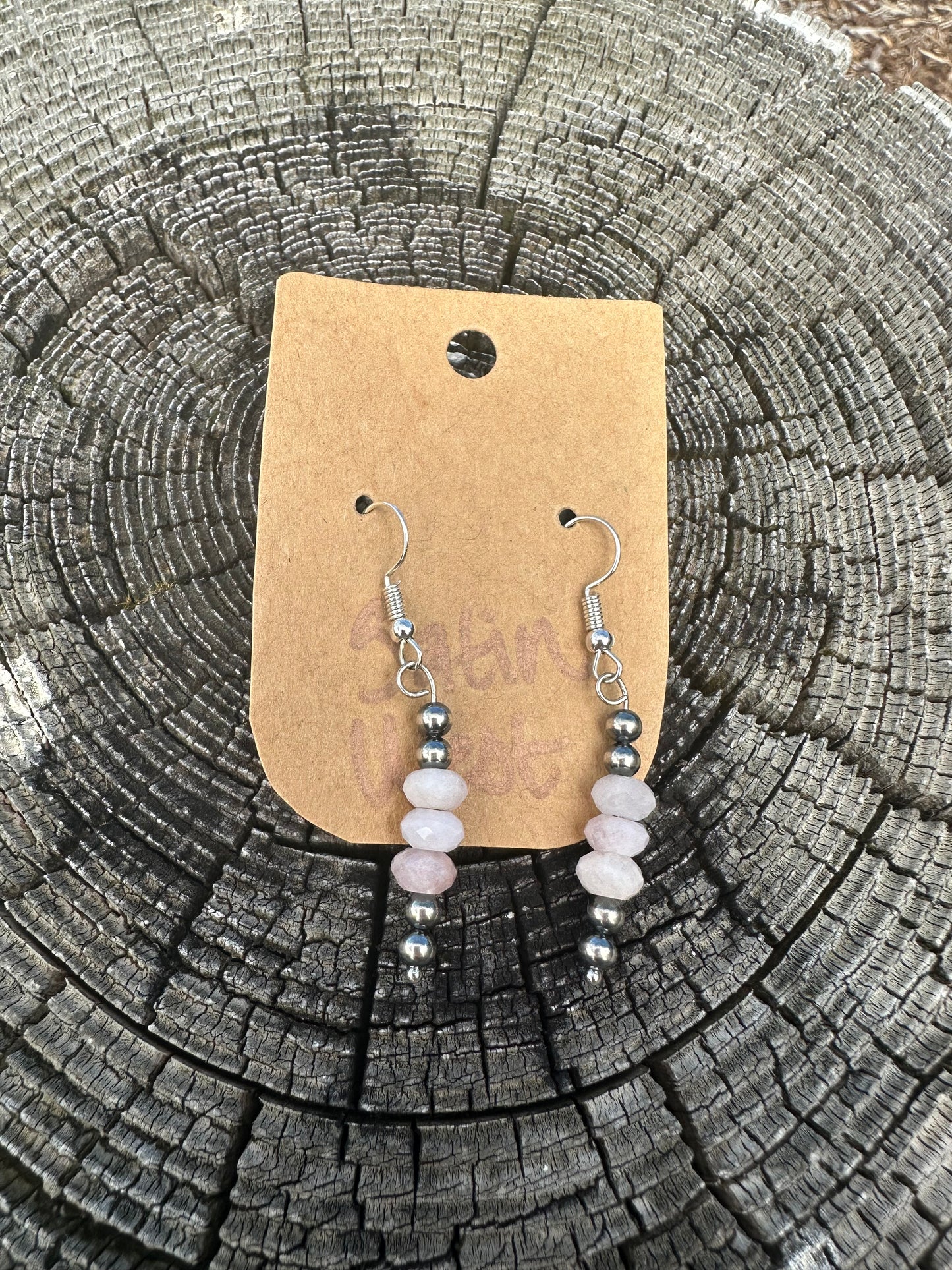 Pink Morganite and Sterling Silver Pearls Earrings